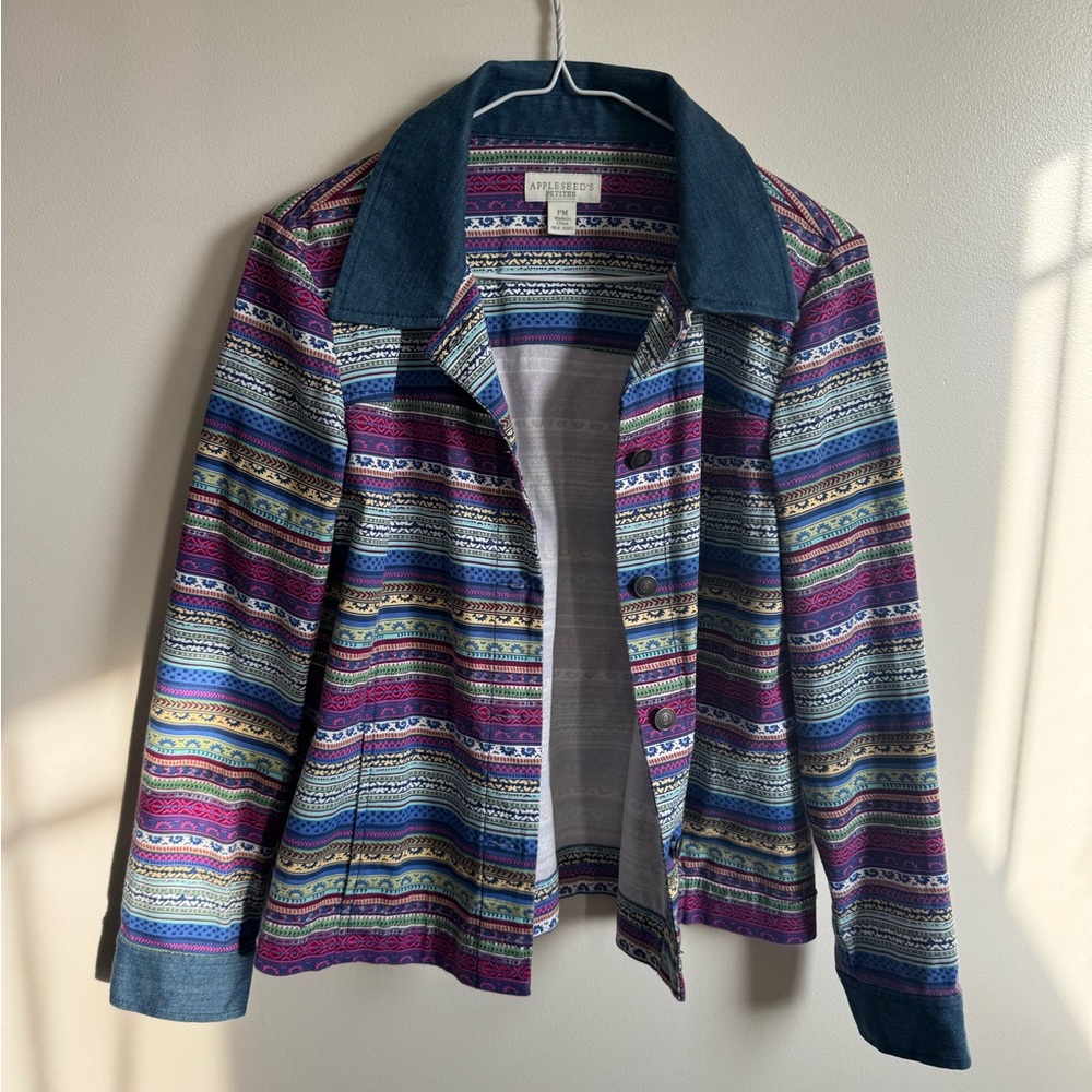 Artisan Patterned Multi-Color Cotton Jacket - Women
